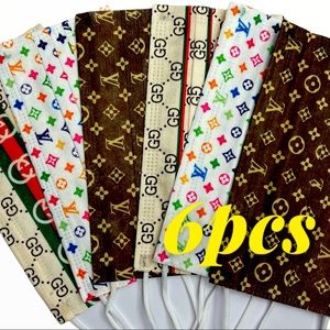 6pcs luxury designer inspired face mask breathable